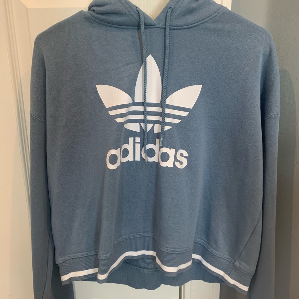 ADIDAS CROPPED BLUE HOODIE